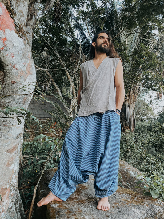 Calça Goa Shiva - Listrado Ecológico Azul