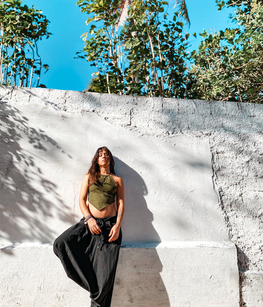 Goa Shiva Pants - Black Linen