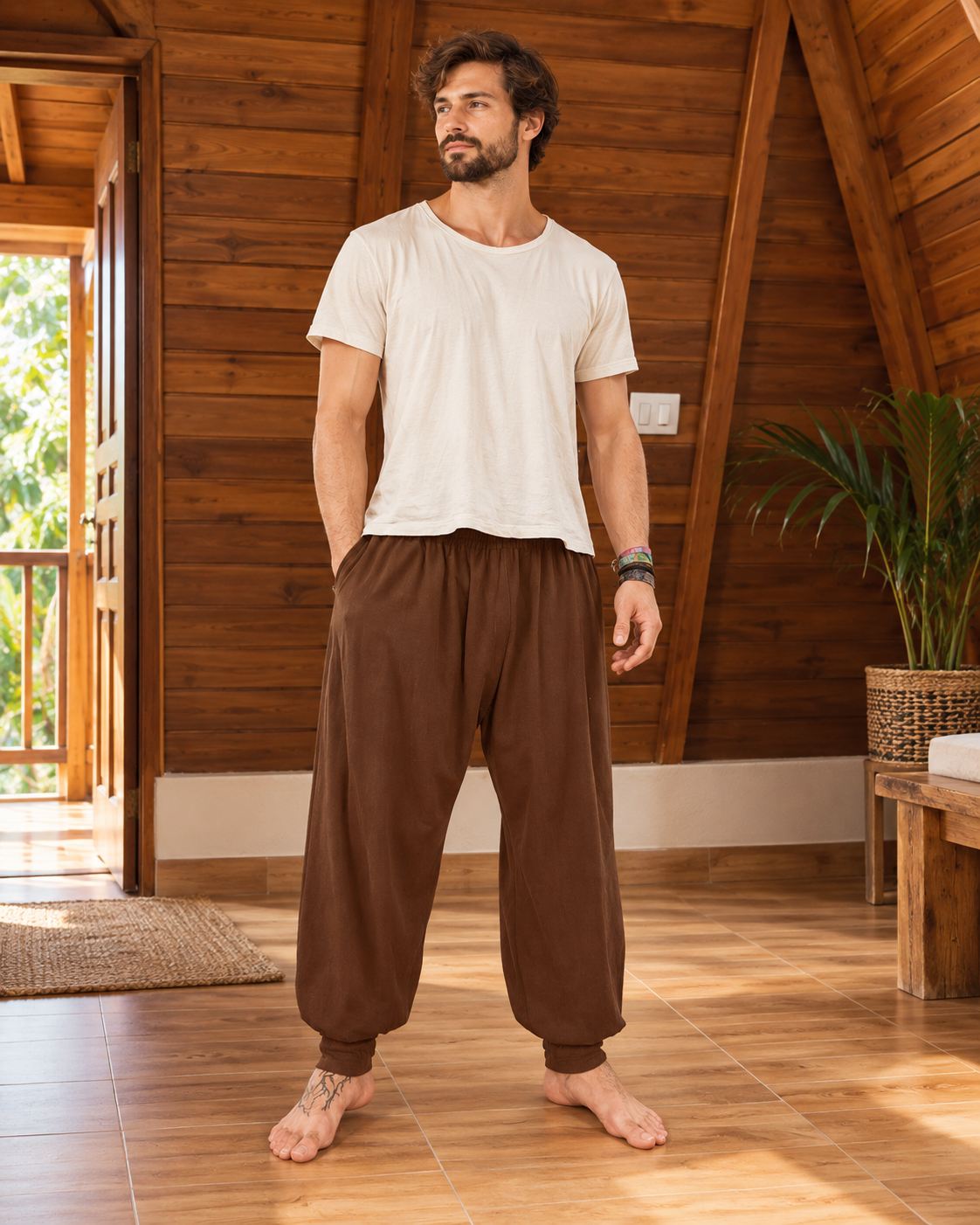 Hindu Pants in Cotton Fabric - Ivory
