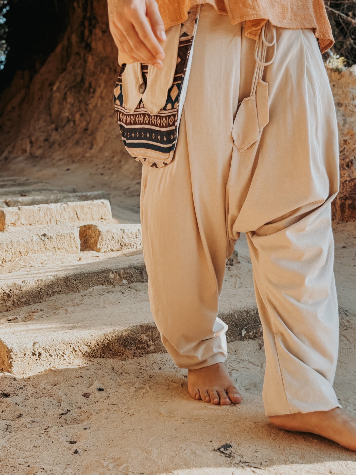 Om Pants - Black with Ethnic Print