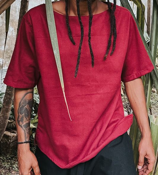 Camisa Canoa Oversized - Linho Vinho