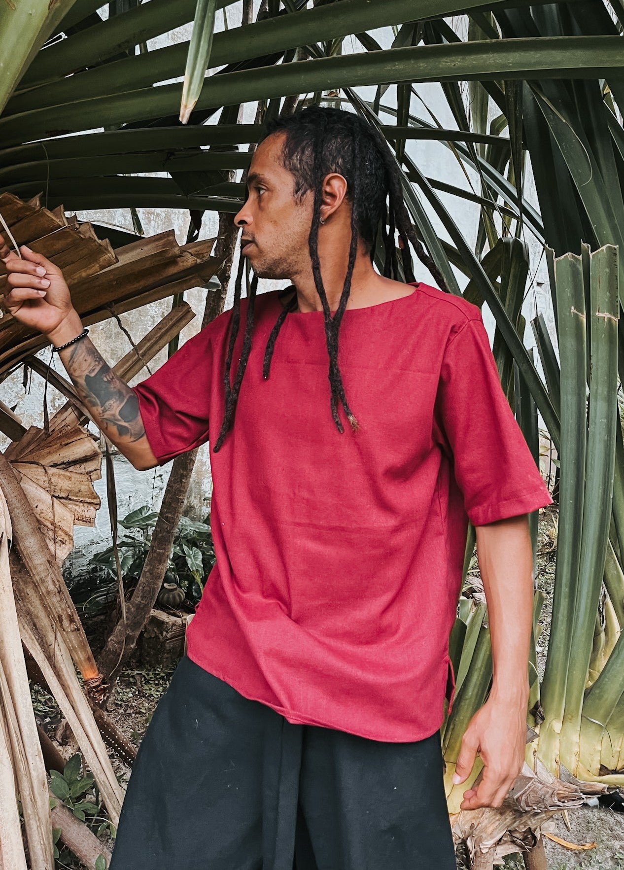 Camisa Canoa Oversized - Linho Vinho