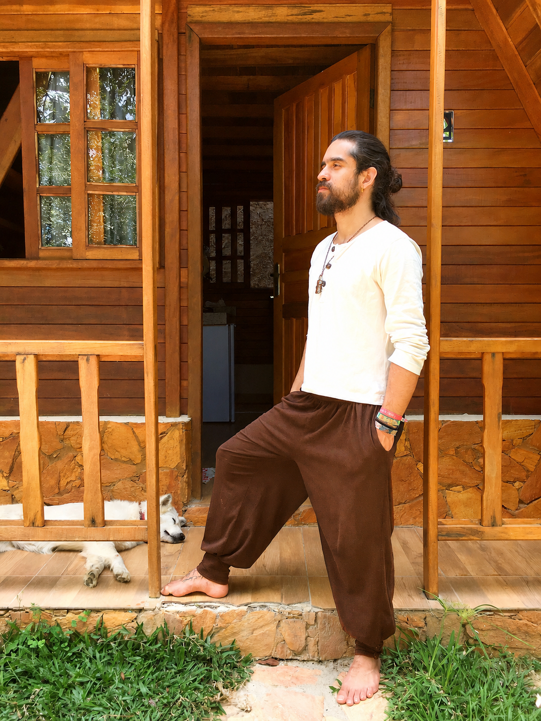 Hindu Pants in Cotton Fabric - Ivory