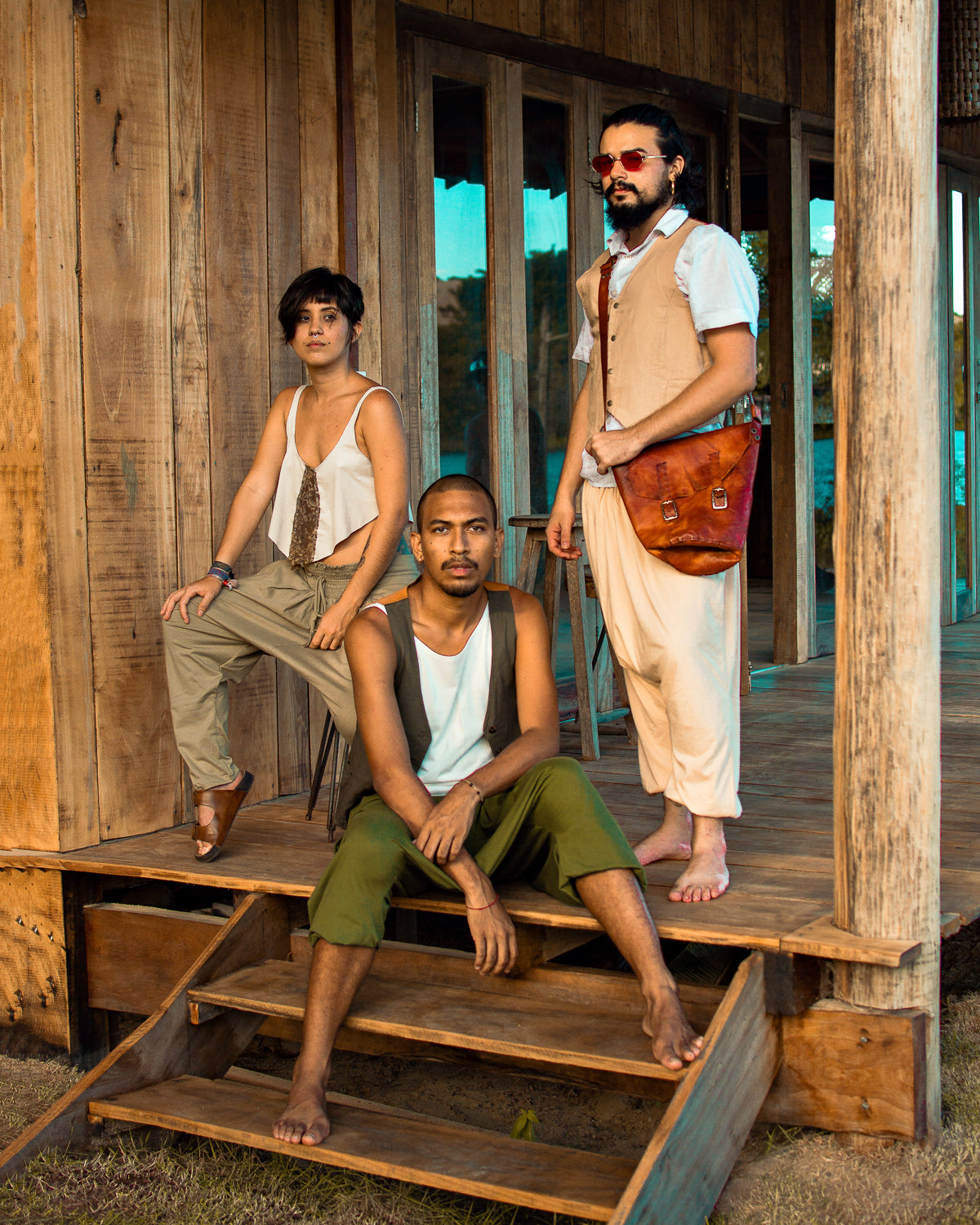 Calça Om - Verde Militar com Jacarde Étnico