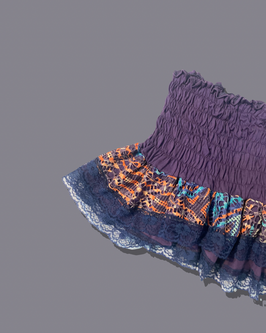 Mini Saia Cigana Roxa com Estampa (BAZZAR)