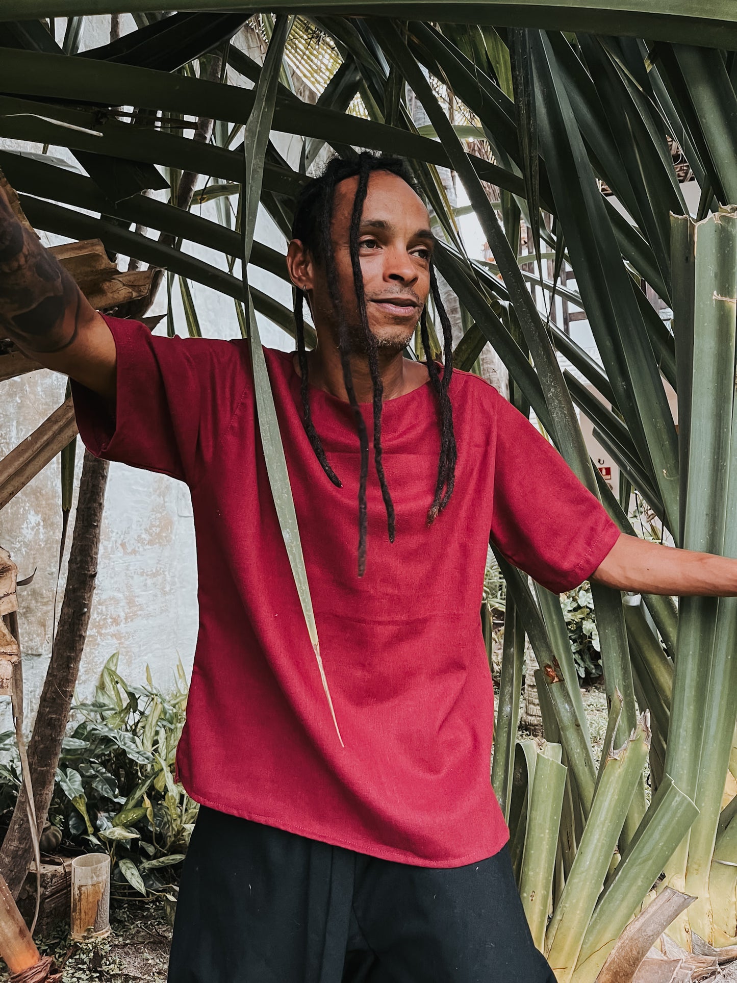 Camisa Canoa Oversized - Linho Vinho