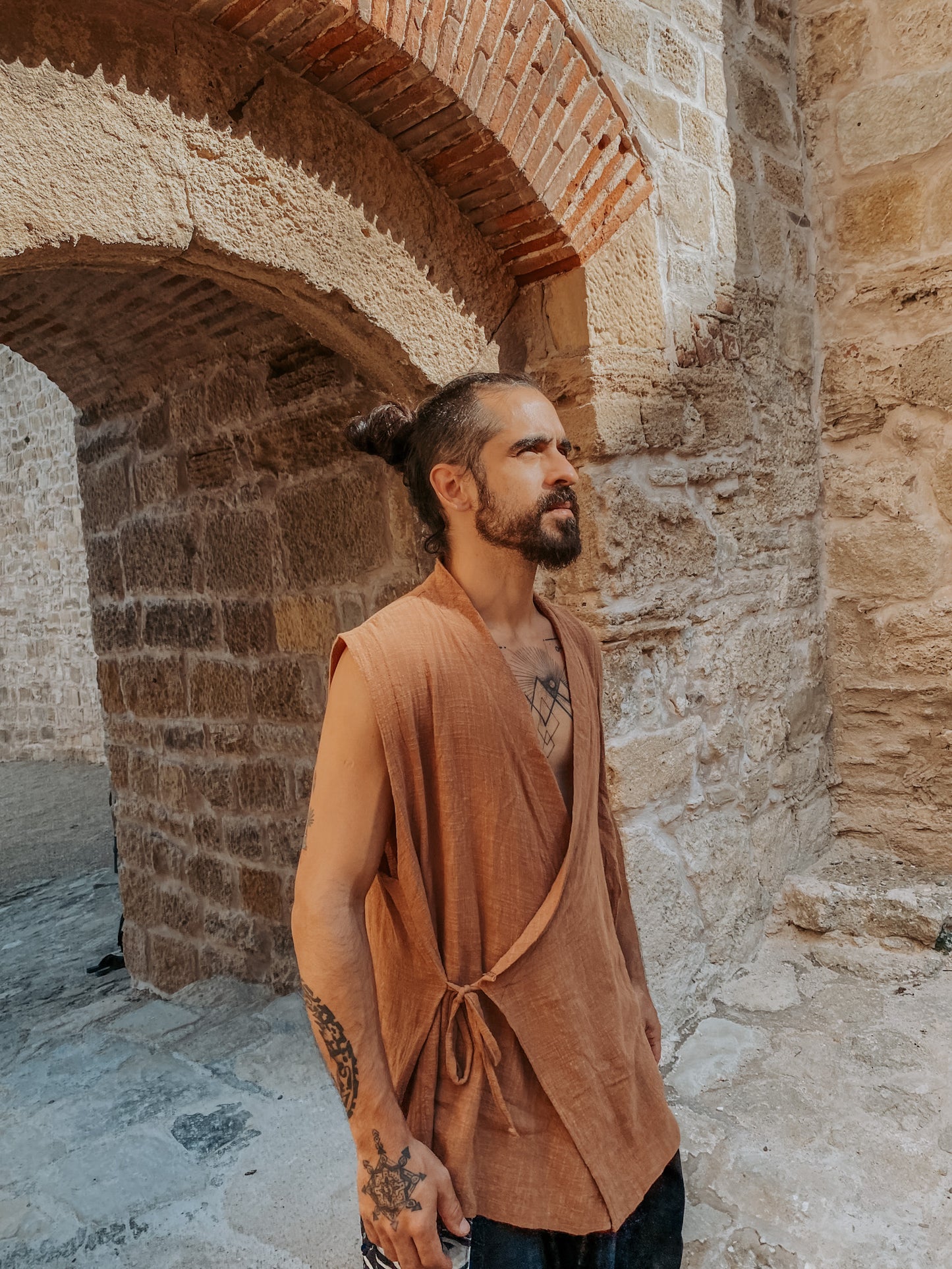 Kimono Zen - Gaze de Algodão Mascavo