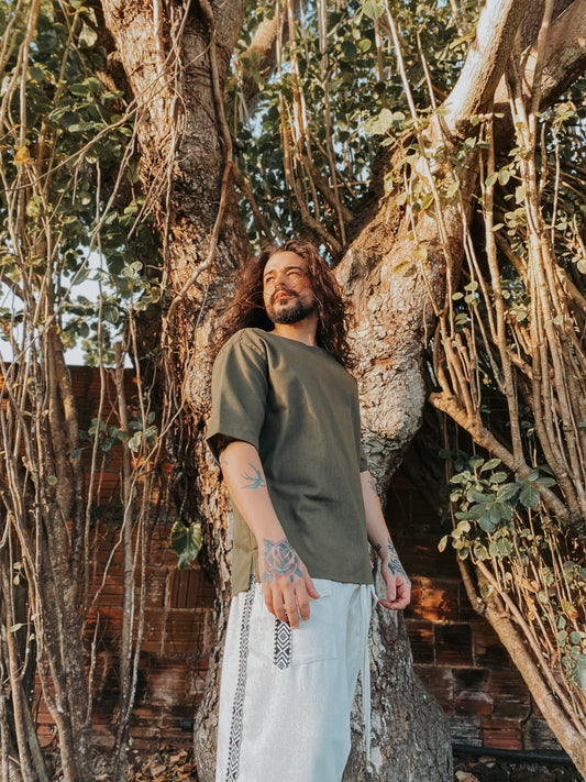 Camisa Canoa Oversized - Linho Verde M (Bazzar)