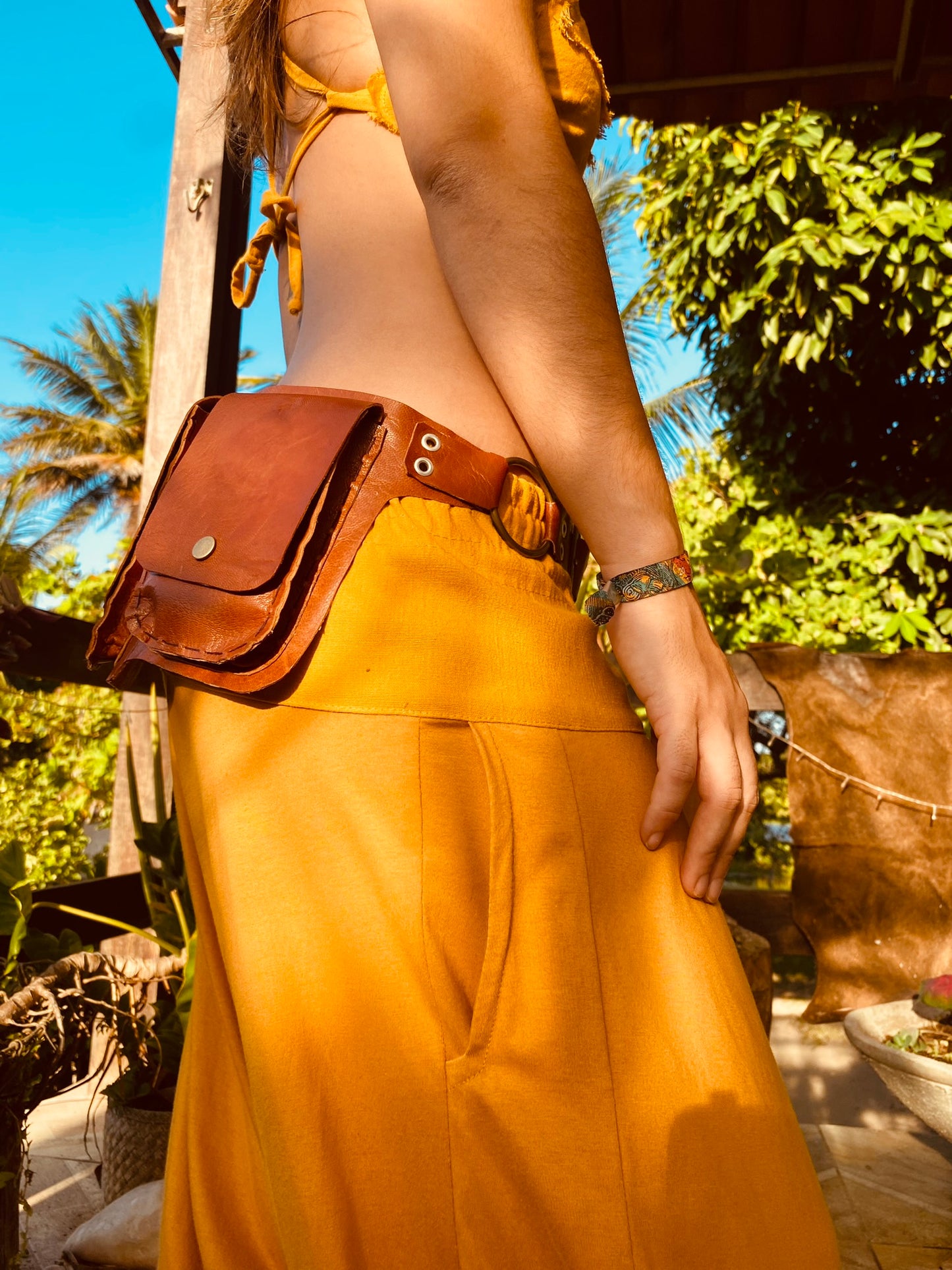 Cartucheira de Couro - Bolso Duplo Retangular