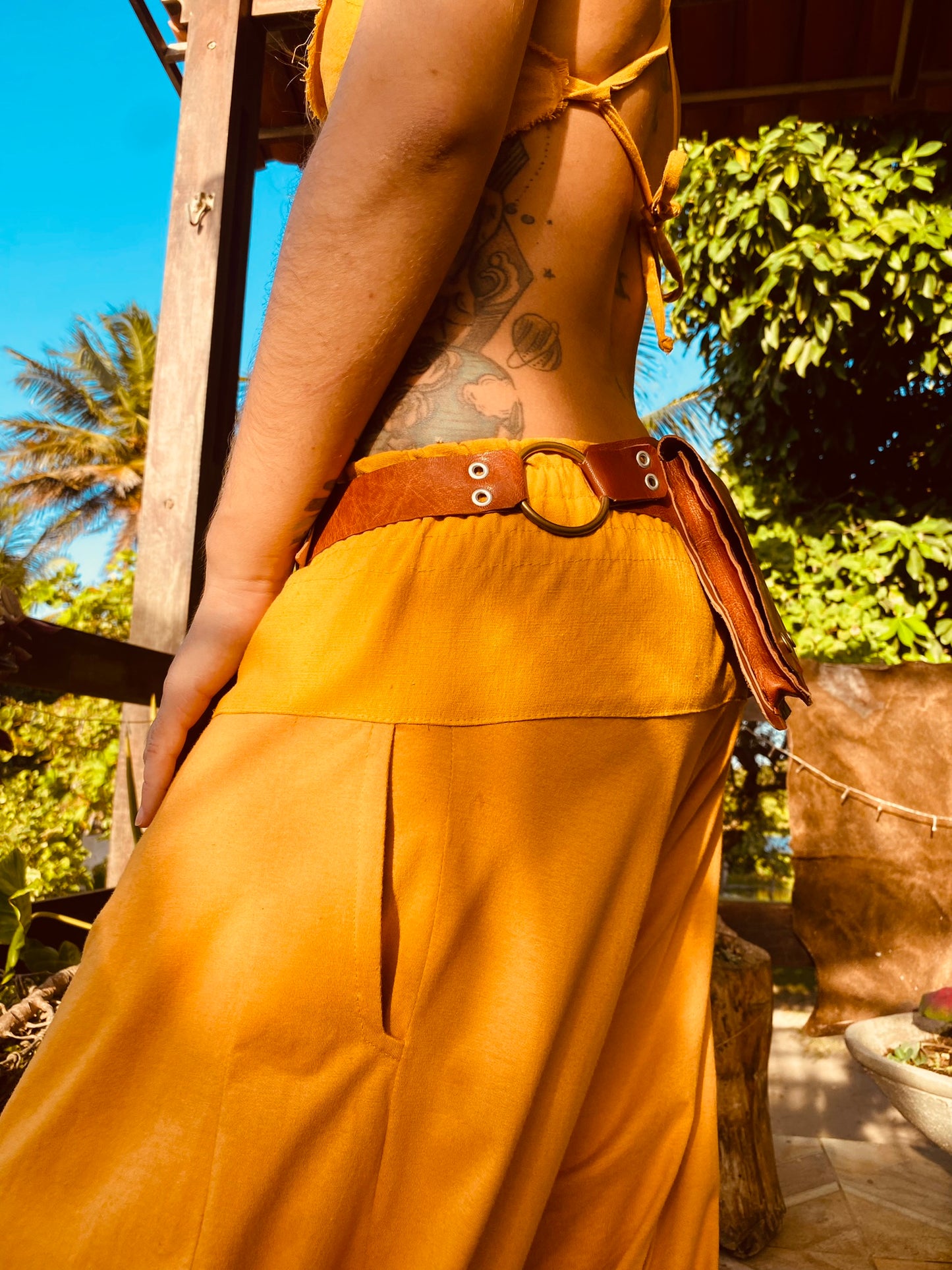 Cartucheira de Couro - Bolso Duplo Retangular