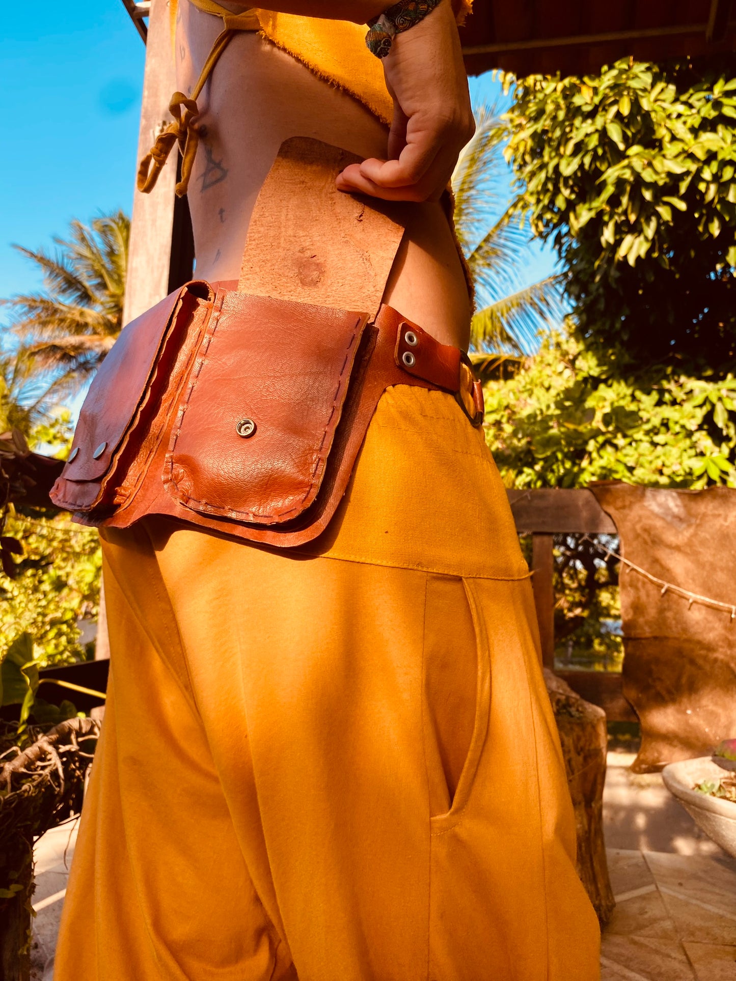 Cartucheira de Couro - Bolso Duplo Retangular