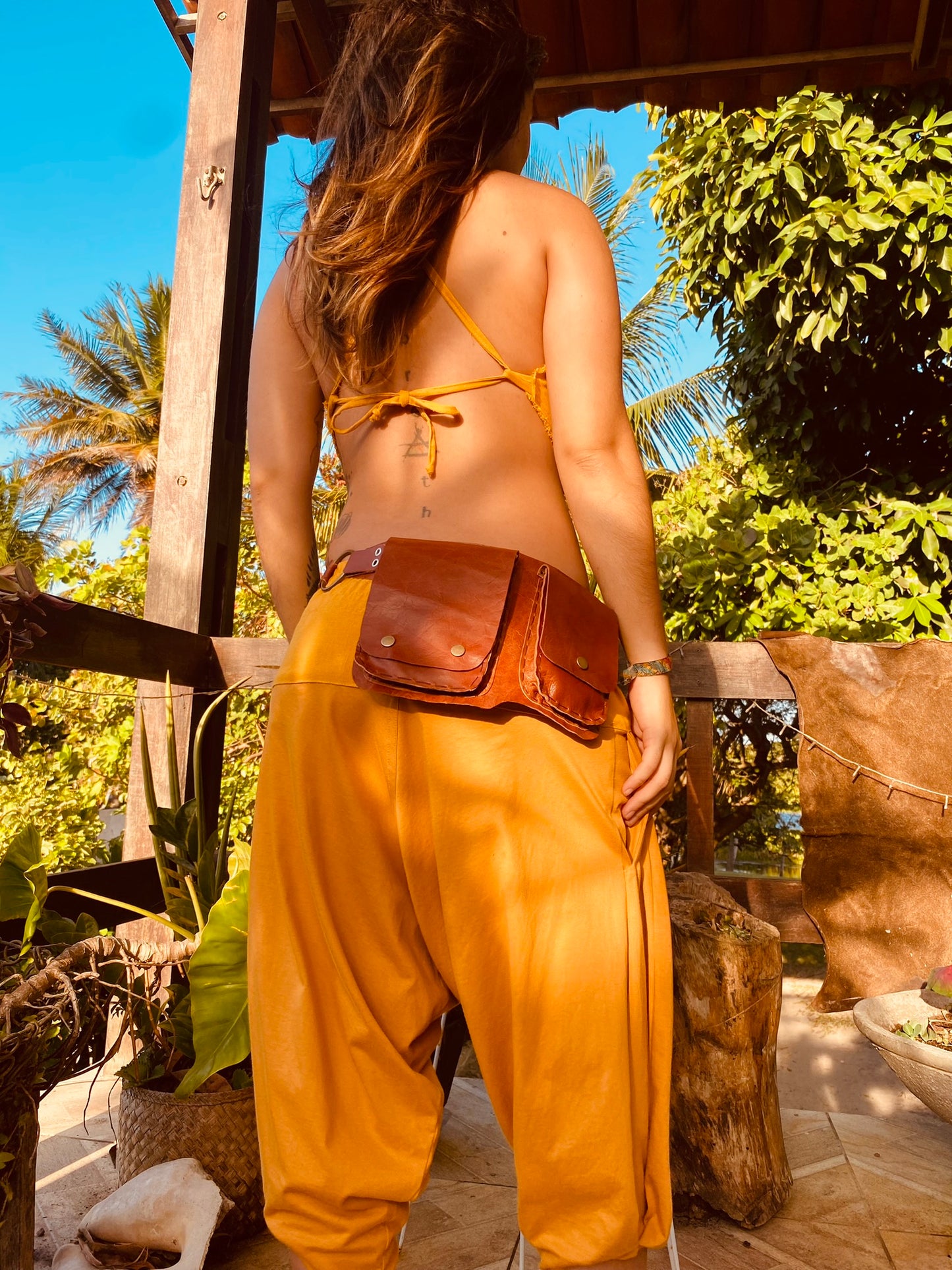 Cartucheira de Couro - Bolso Duplo Retangular