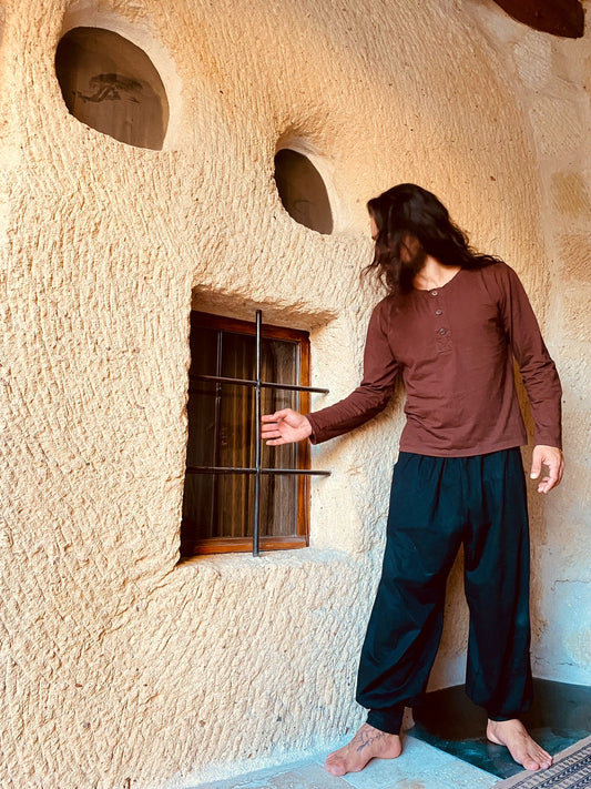 Camisa Goa com Mangas - Marrom