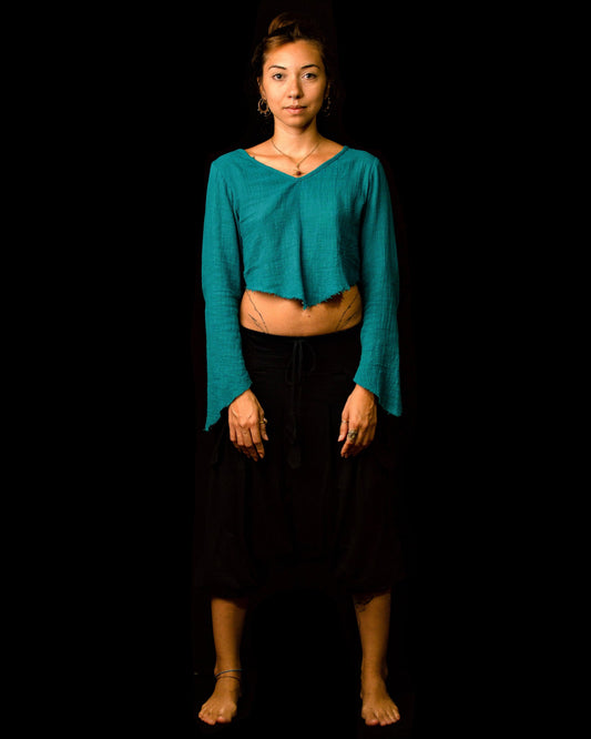 Blusa Witch - Gaze de Algodão Azul Petróleo (BAZZAR)