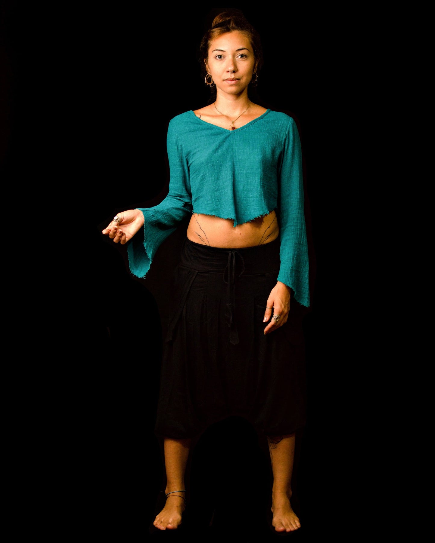 Blusa Witch - Gaze de Algodão Azul Petróleo (BAZZAR)