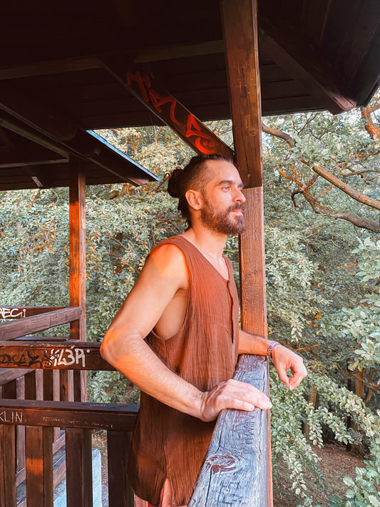 Shiva T-Shirt - Brown Crepe