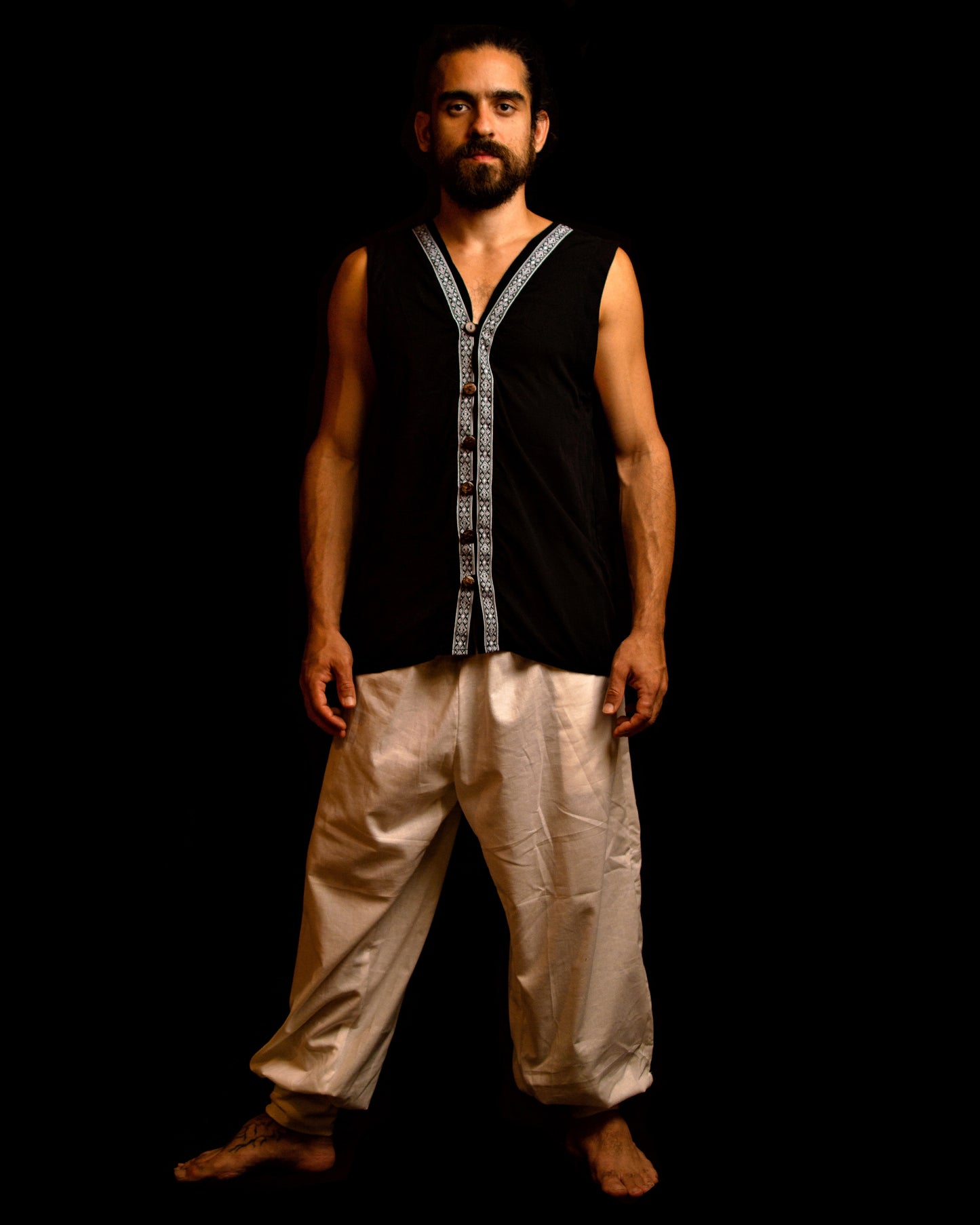 Hindu Pants in Cotton Fabric - Ivory