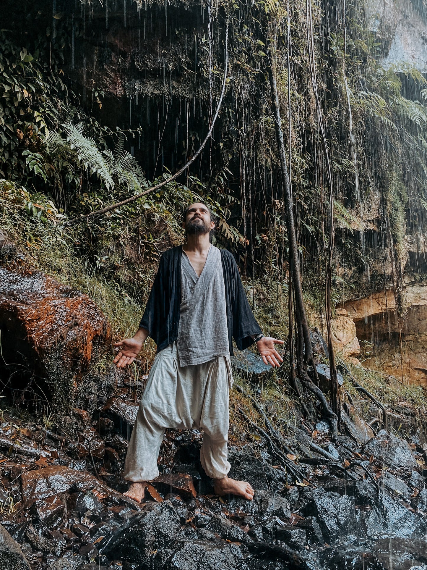 Kimono Zen - Gaze de Algodão Cinza