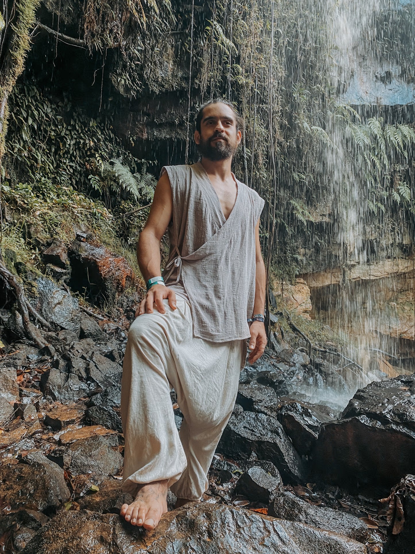 Kimono Zen - Gaze de Algodão Cinza