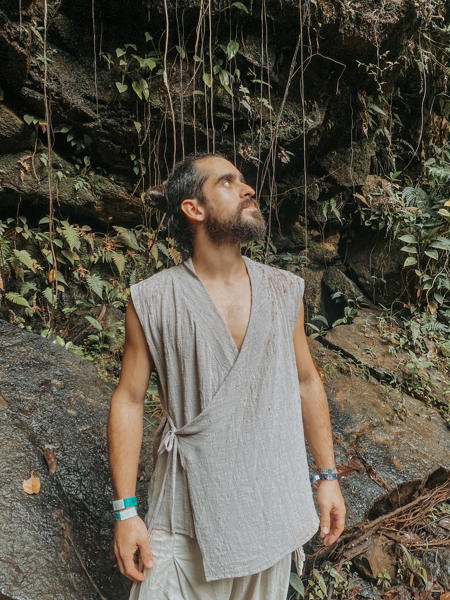 Kimono Zen - Gaze de Algodão Cinza