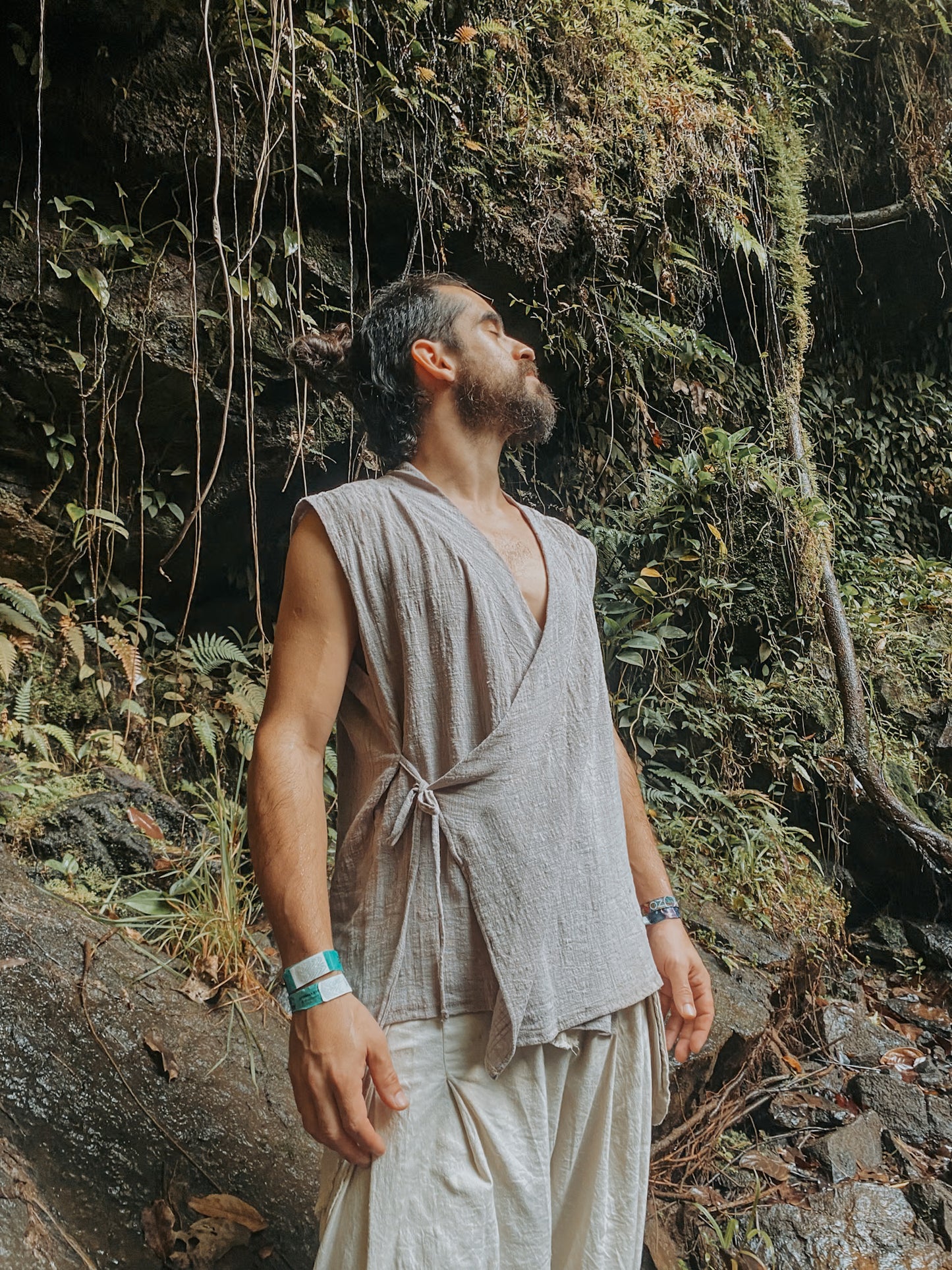 Kimono Zen - Gaze de Algodão Cinza