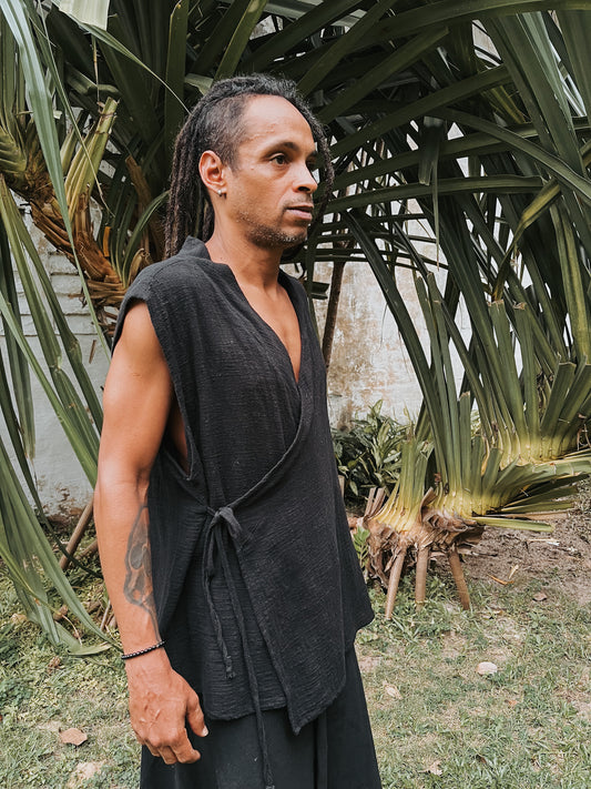 Kimono Zen - Gaze de Algodão Preta