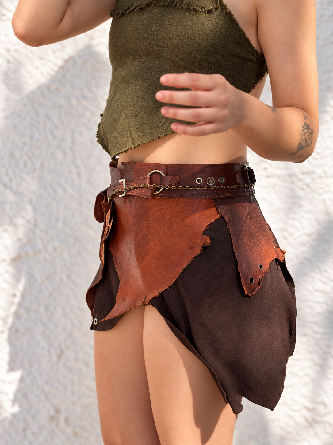 Leather Bag with Fur - Personalized Pockets