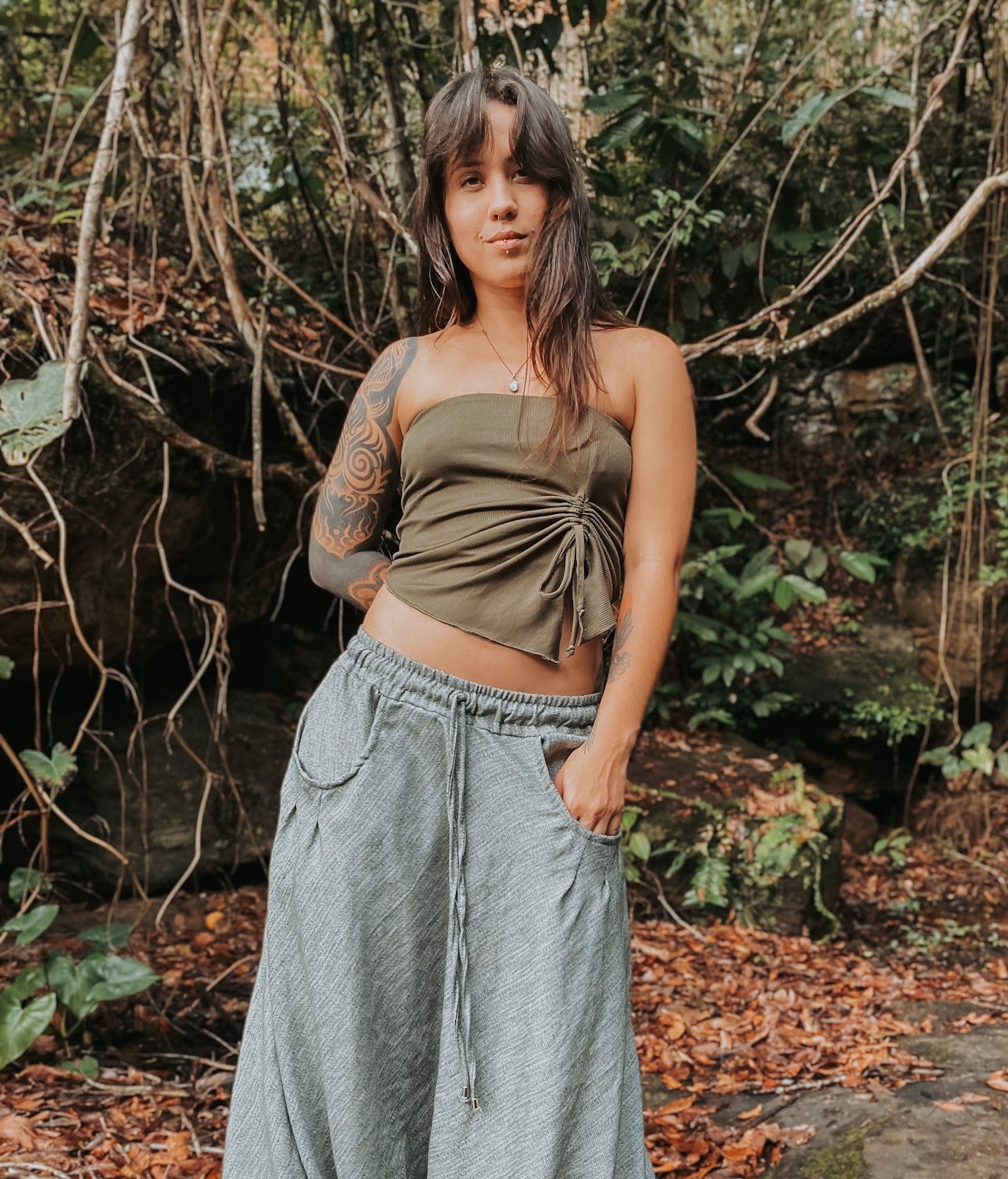 Calça Goa Shiva - Grafite Verde Ecológico