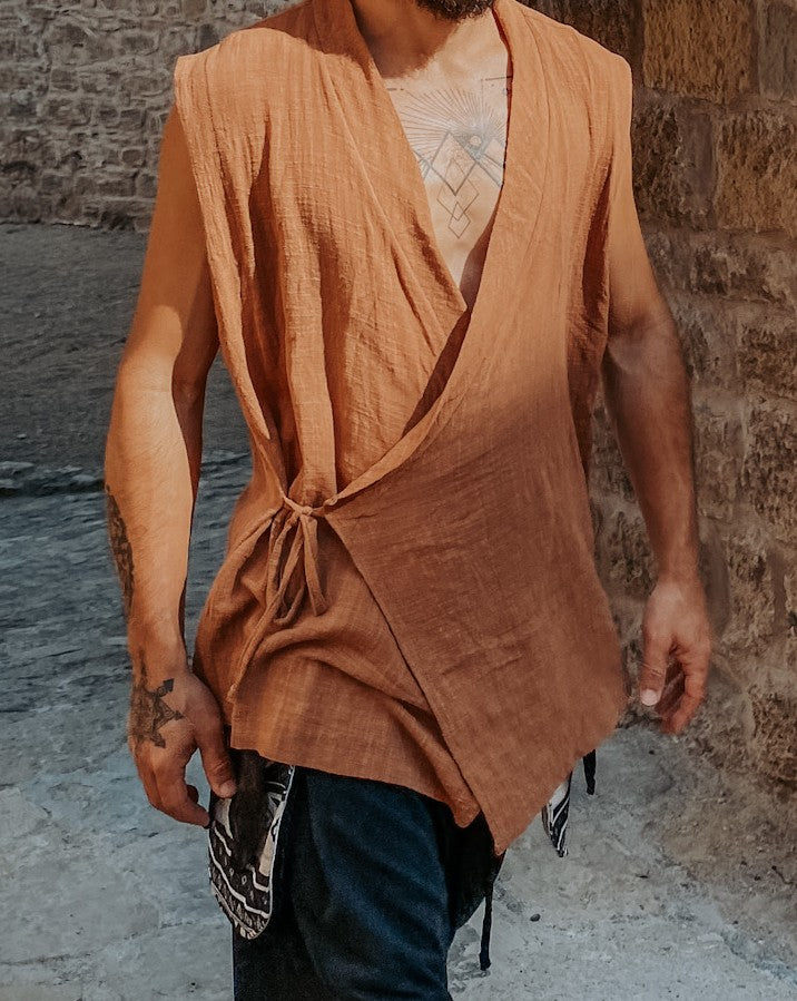 Kimono Zen - Gaze de Algodão Mascavo