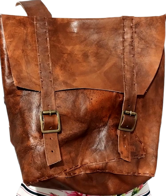 Mochila de Couro - Marrom Tabaco (Bazzar)