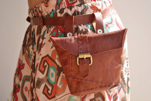 Bolsa e Cartucheira de Couro - Natural