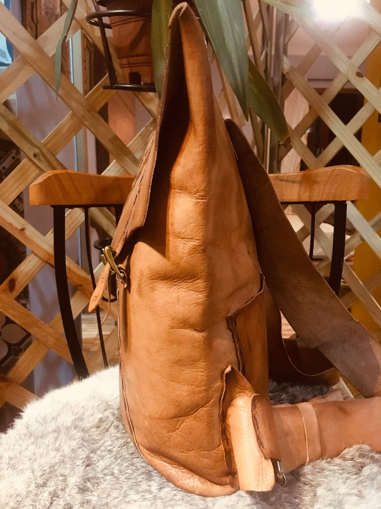 Mochila de Couro Natural