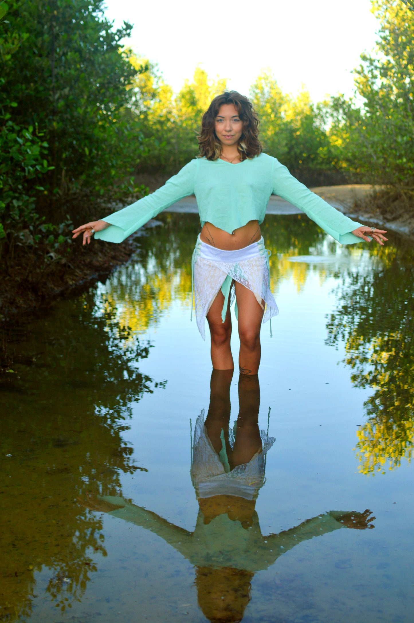 Blusa Witch - Crepe Verde Água