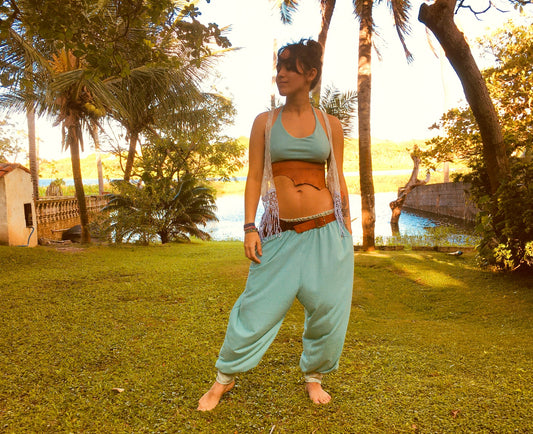 Hindu Pants in Ecological Mesh - Aqua Green