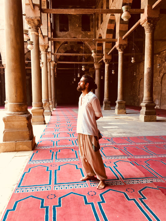 Calça Om - Bege com Verde Escuro