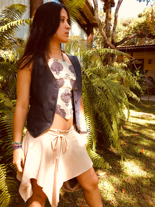 Colete Jeans com Renda