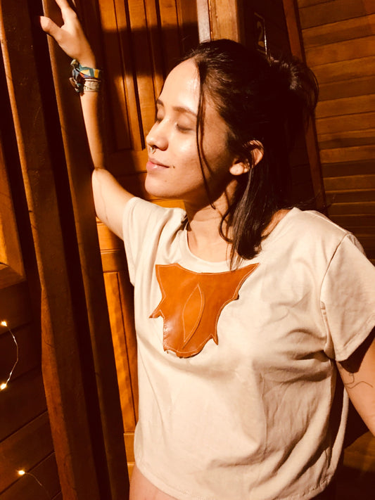 Cropped Goa c/ Couro - Bege