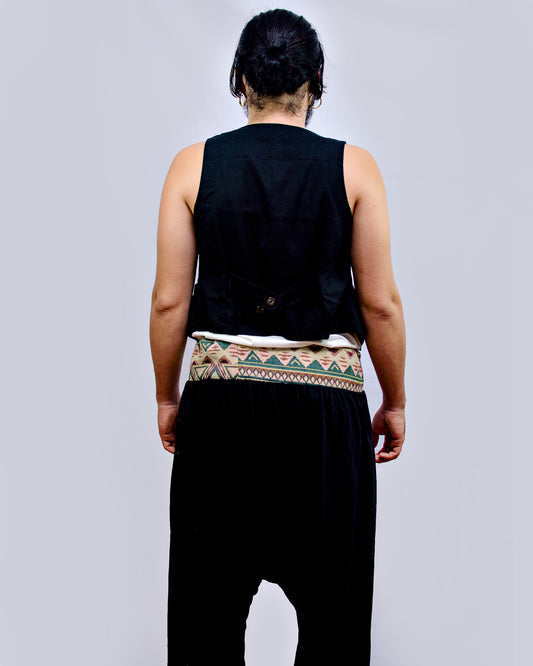 Colete Rústico em Linho Preto