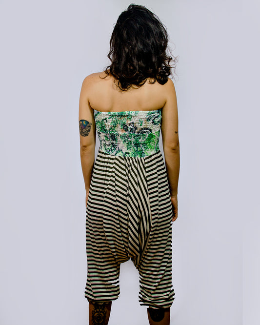 Macacão Étnico 2 em 1 - Verde Listrado