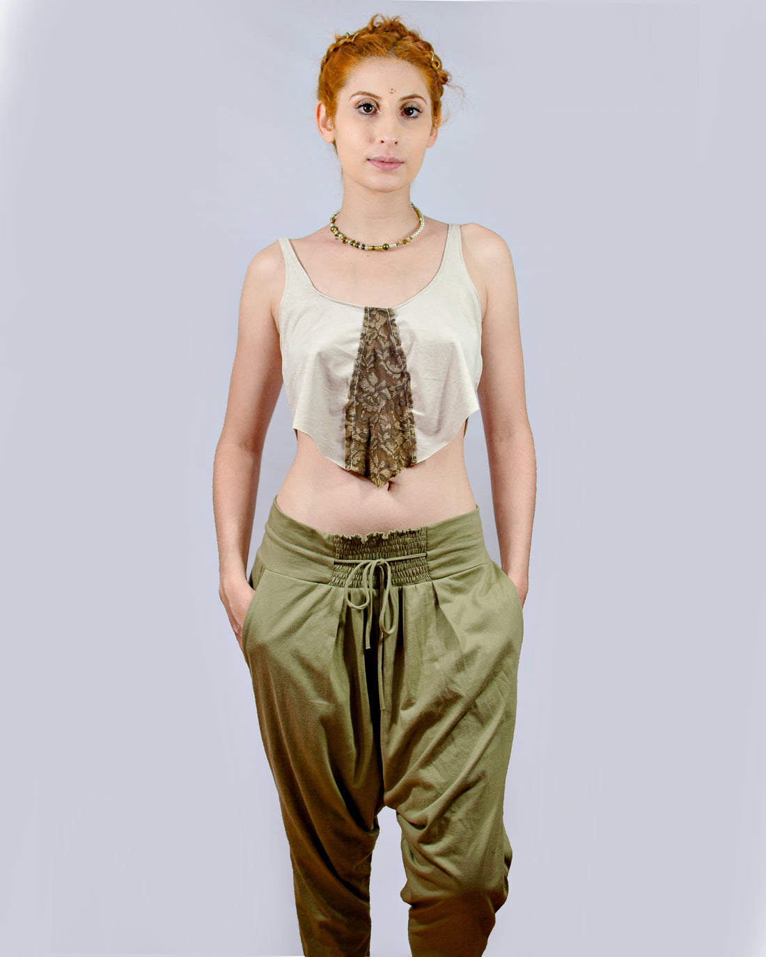 Blusa Goa em Camurça com Renda - Natural
