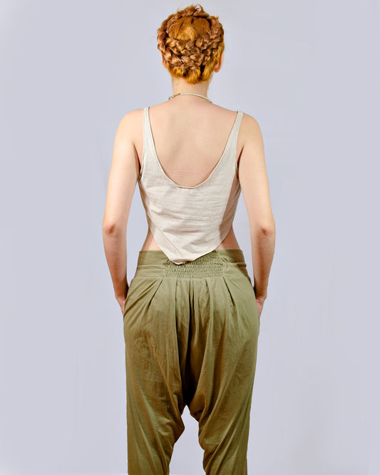 Blusa Goa em Camurça com Renda - Natural