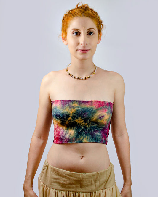 Top Costa Nua em Couro - Arco-íris