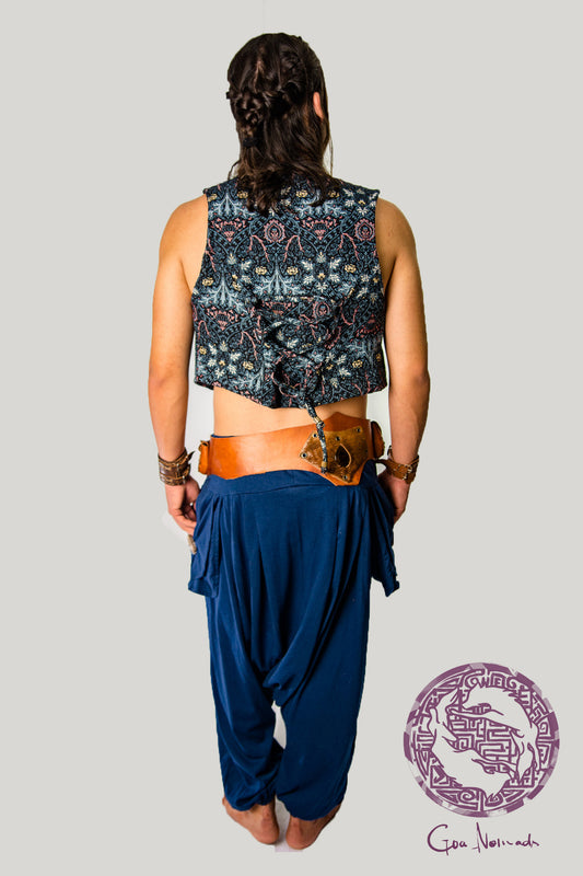 Colete Rústico em Jacarde Indiano Azul Escuro