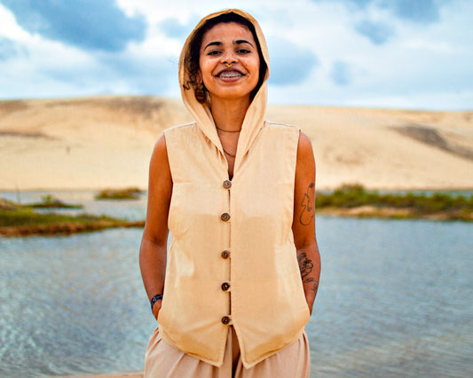 Colete Samurai - Linho Cru