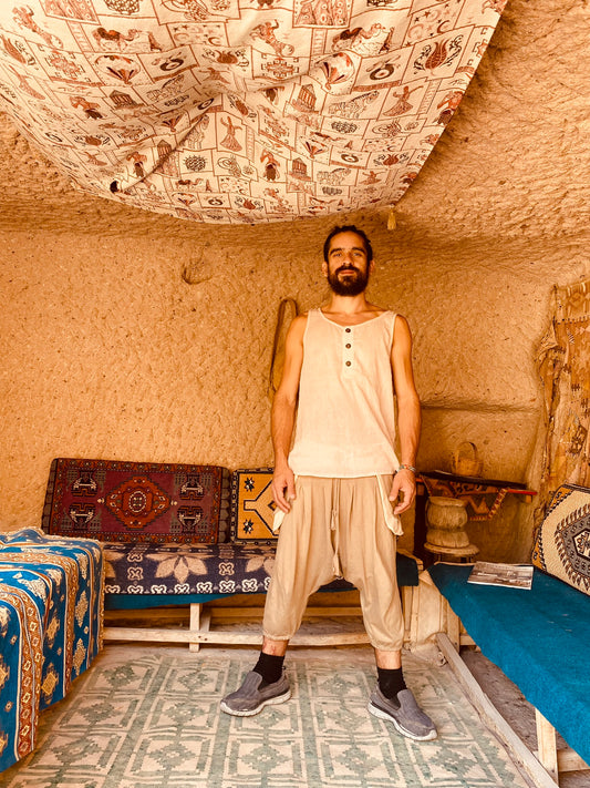 Camiseta Pachamama com Botões - Crepe Cru