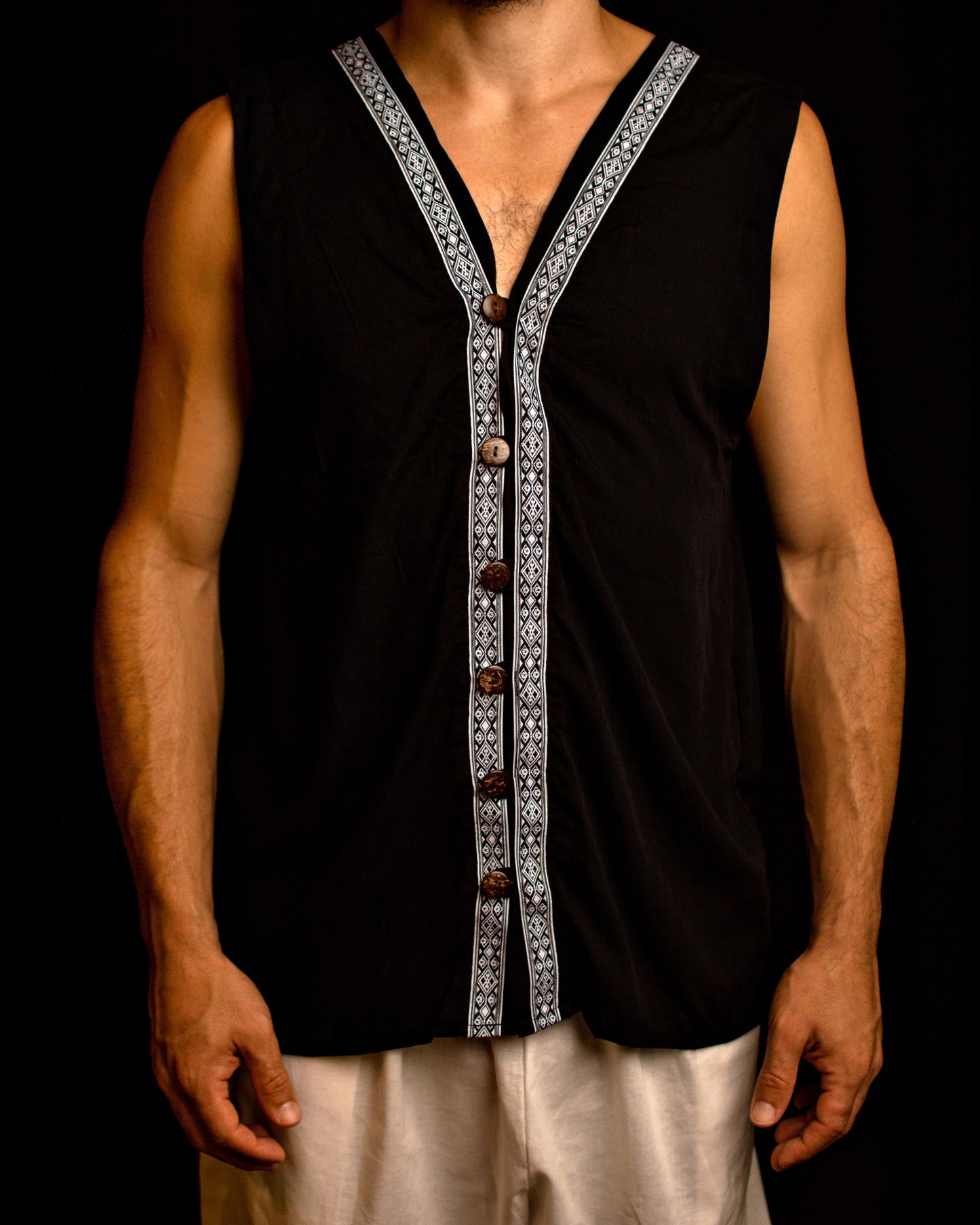 Pachamama Smock - Black with White Ribbon