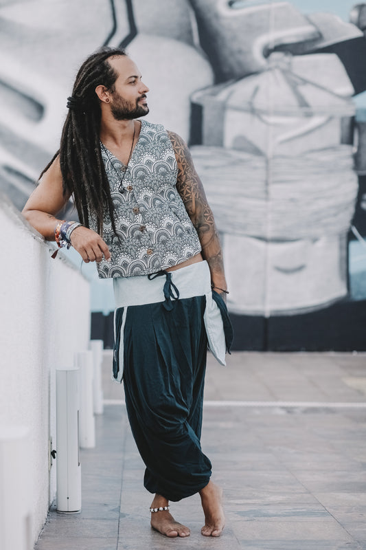 Calça Om em Malha Eco - Verde Escuro com Verde Claro