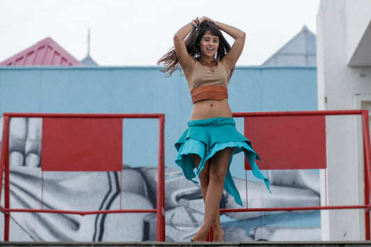 Turquoise Pointed Gypsy Skirt