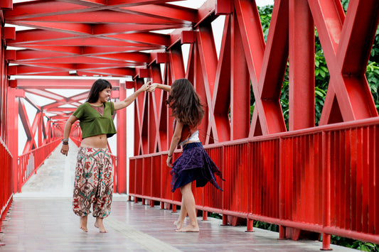 Saia Cigana de Pontas Azul com Roxo