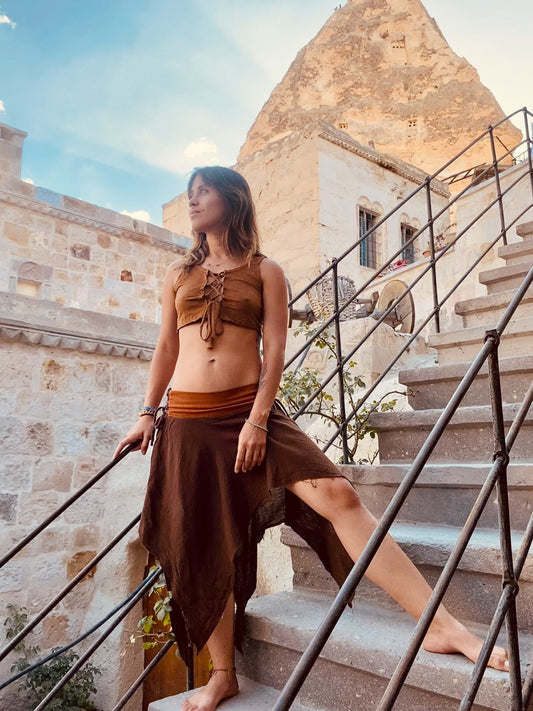 Cappadocia Skirt - Brown Crepe